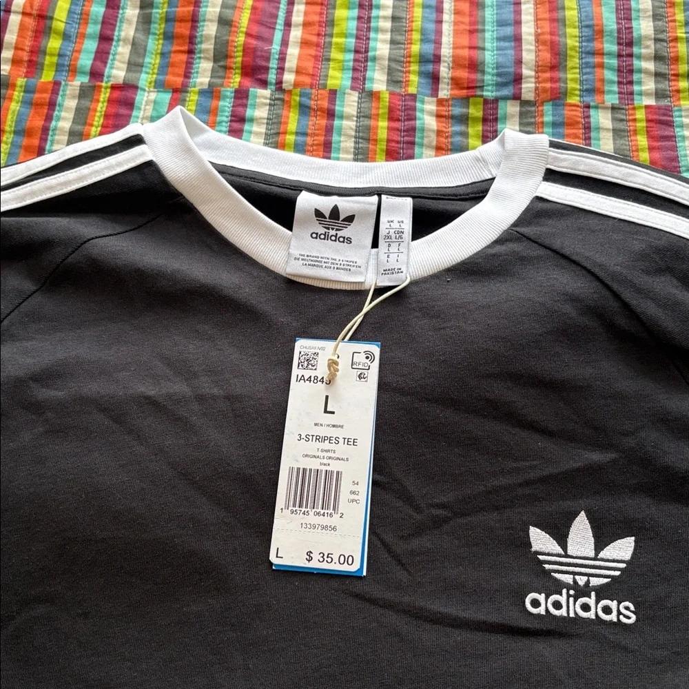 Adidas Men's Black and White Short Sleeve Tee size large new tags
